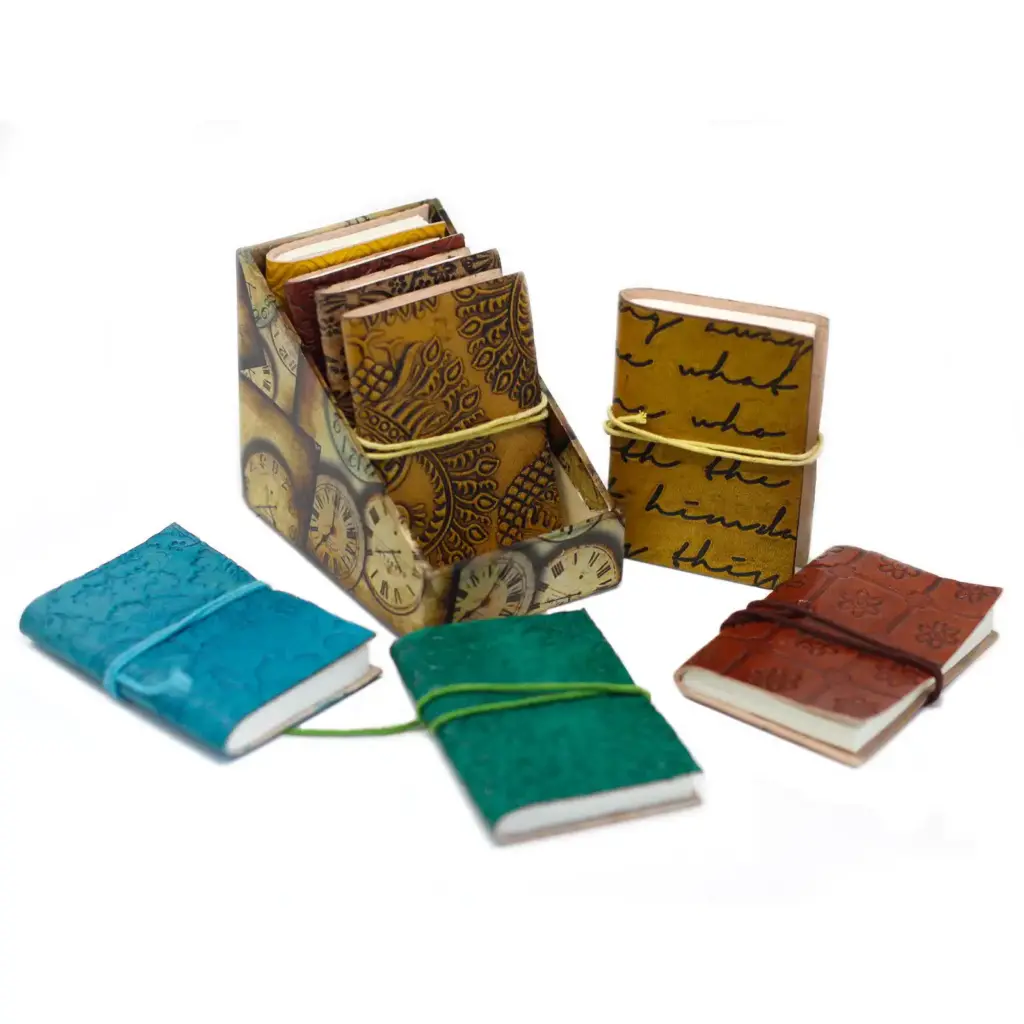 Mini Assorted Leather Notebook (4×3″) – 1 piece | www.artisangoods.co.uk 3