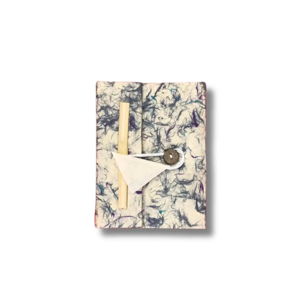 Mini Lokta Mixed Blue Cotton Notebook Lrg (12x8cm) 40 leafs | www.artisangoods.co.uk
