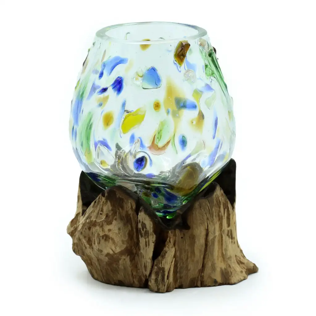 Molten Coloured Glass on Wood – Medium Bowl | www.artisangoods.co.uk