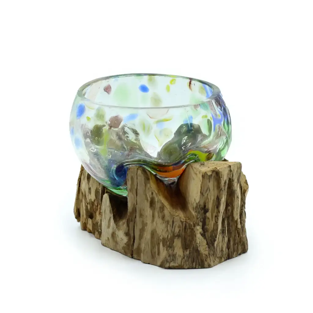 Molten Coloured Glass on Wood – Small Bowl | www.artisangoods.co.uk 2