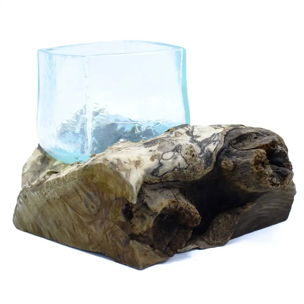Molten Crackled Glass Tank on Wood | www.artisangoods.co.uk