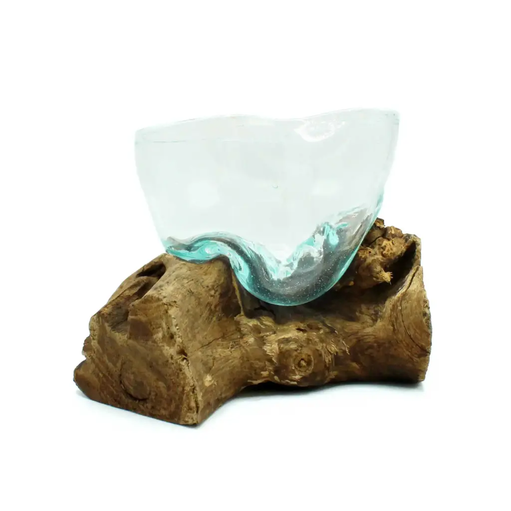 Molten Glass Arfully Misshapen Bowl on Wood | www.artisangoods.co.uk