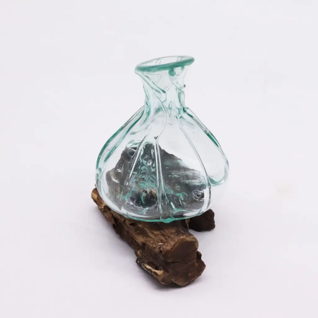 Molten Glass Fancy Mini Decanter on Wood 24cm | www.artisangoods.co.uk 7