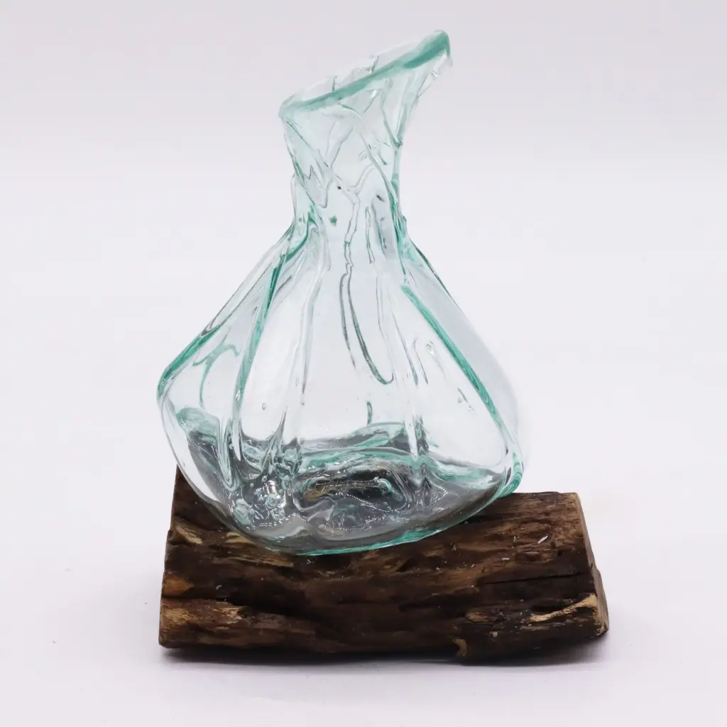 Molten Glass Fancy Mini Decanter on Wood 24cm | www.artisangoods.co.uk 5