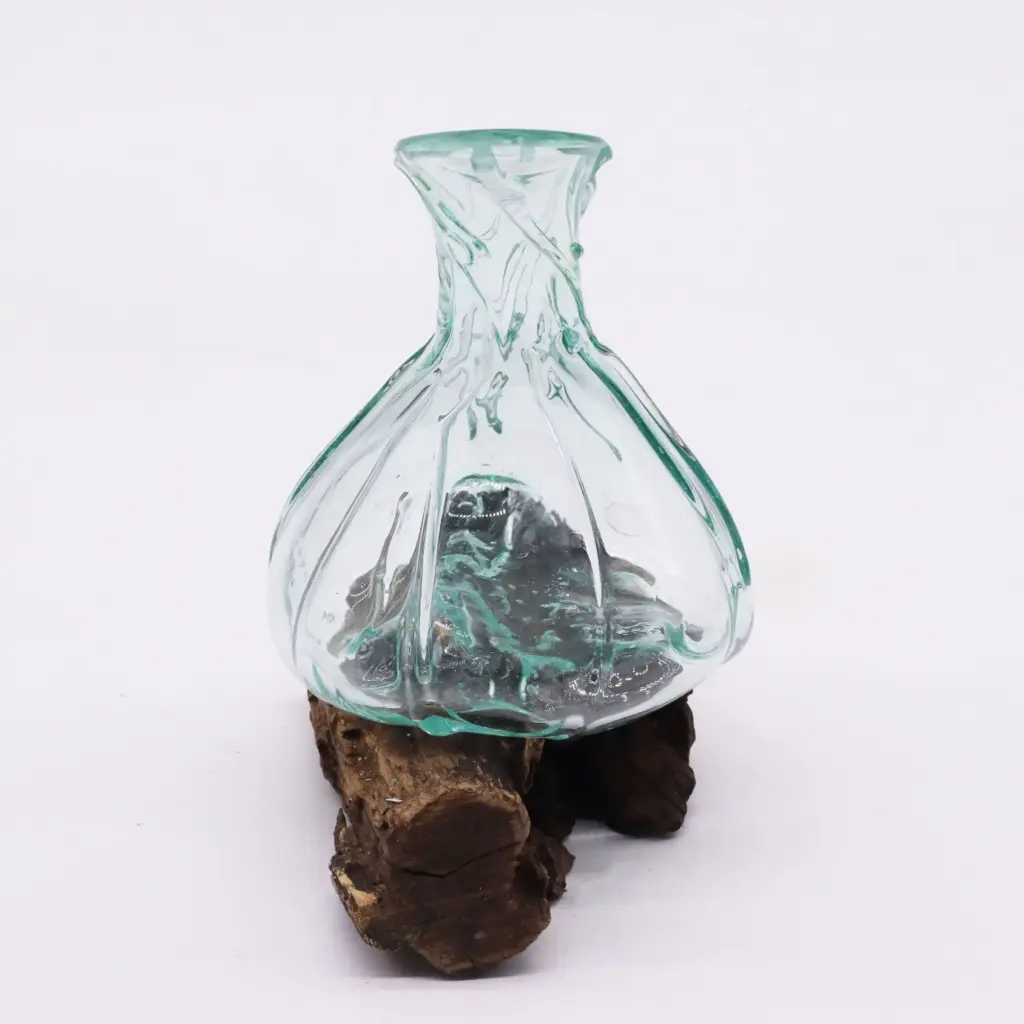 Molten Glass Fancy Mini Decanter on Wood 24cm | www.artisangoods.co.uk 4