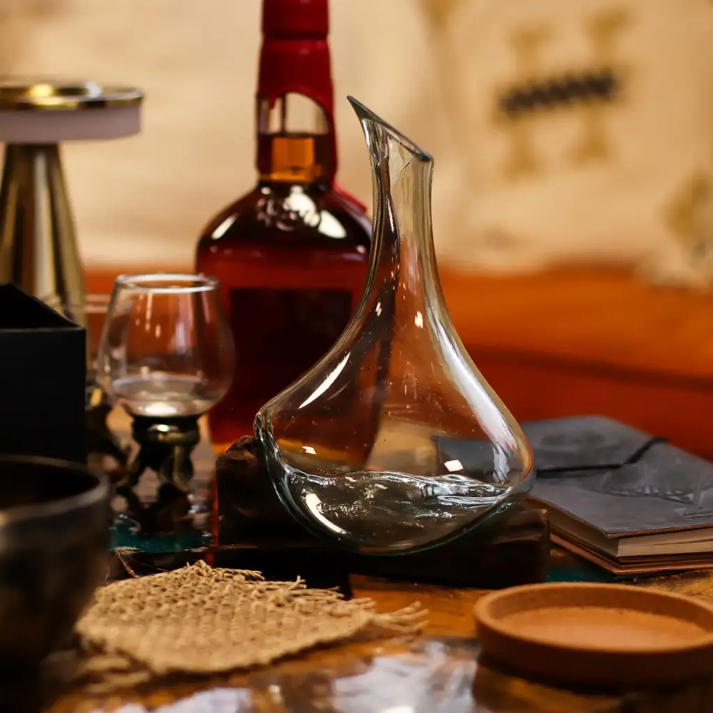 Molten Glass Mini Decanter on Wood 20cm | www.artisangoods.co.uk 8