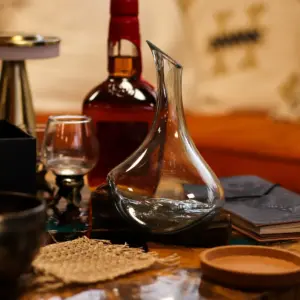 Molten Glass Mini Decanter on Wood 20cm | www.artisangoods.co.uk 8