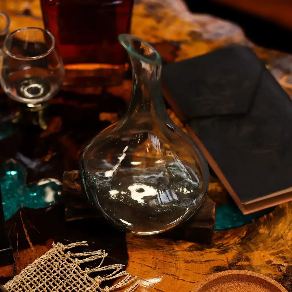 Molten Glass Mini Decanter on Wood 20cm | www.artisangoods.co.uk 9