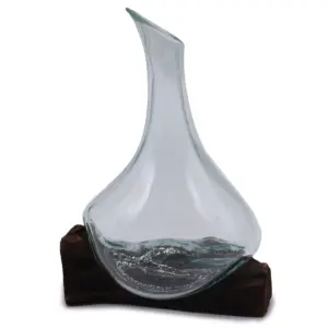 Molten Glass Mini Decanter on Wood 20cm | www.artisangoods.co.uk 6