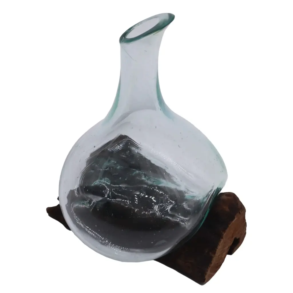 Molten Glass Mini Decanter on Wood 20cm | www.artisangoods.co.uk 4