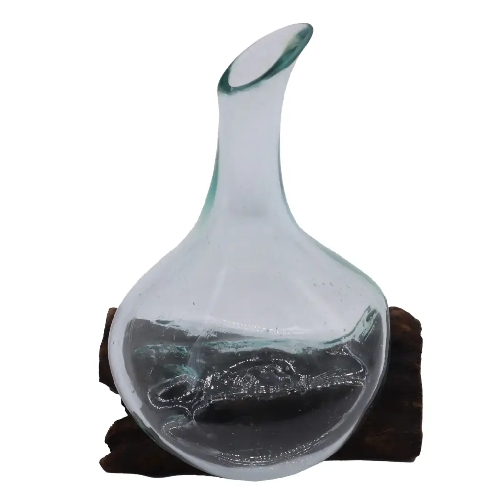 Molten Glass Mini Decanter on Wood 20cm | www.artisangoods.co.uk 3