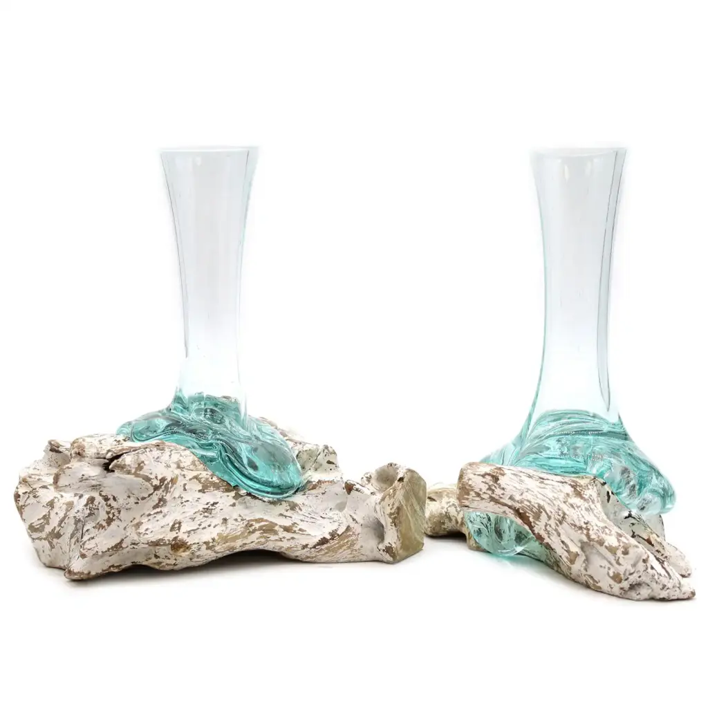 Molten Glass on Whitewash Wood – Vase – Medium | www.artisangoods.co.uk