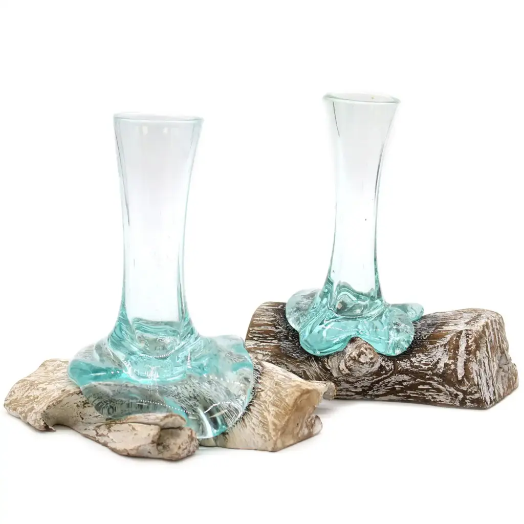 Molten Glass on Whitewash Wood – Vase – Small | www.artisangoods.co.uk