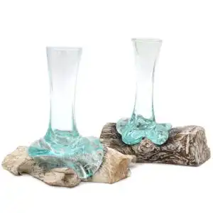 Molten Glass on Whitewash Wood – Vase – Small | www.artisangoods.co.uk 1