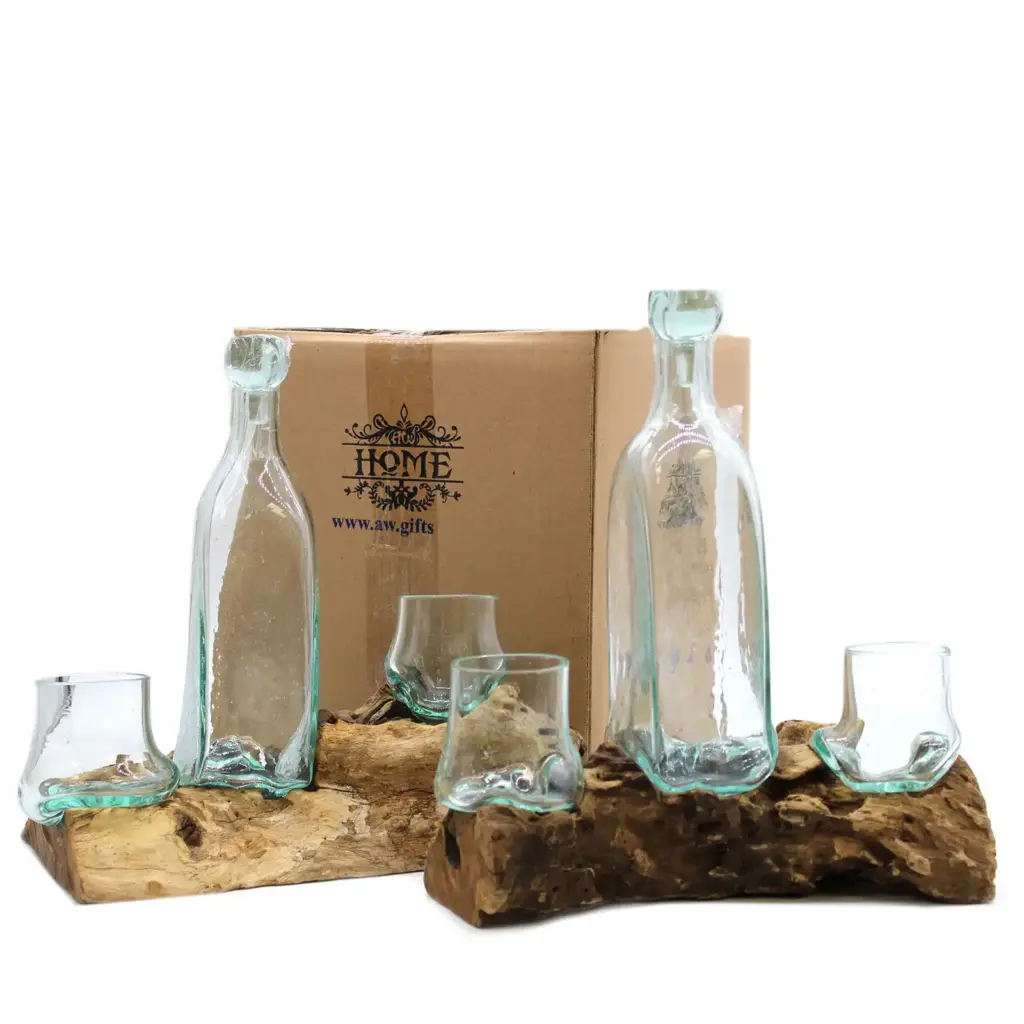 Molten Glass on Wood- Whisky Set | www.artisangoods.co.uk 3