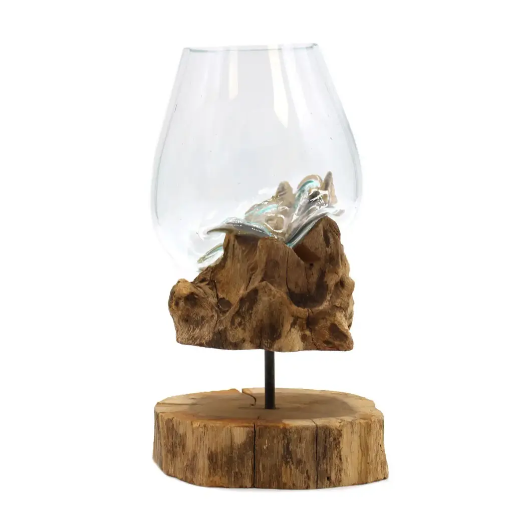 Molten Glass on Wood with Stand – Large Bowl | www.artisangoods.co.uk