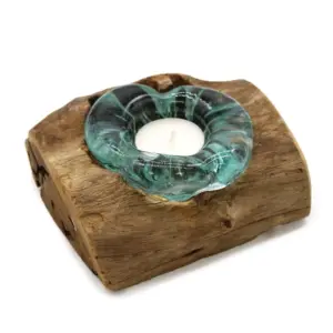 Molton Glass Candle Single Holder on Wood | www.artisangoods.co.uk 6