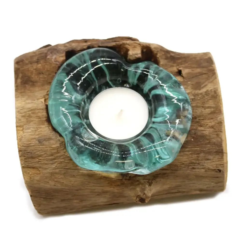 Molton Glass Candle Single Holder on Wood | www.artisangoods.co.uk 7