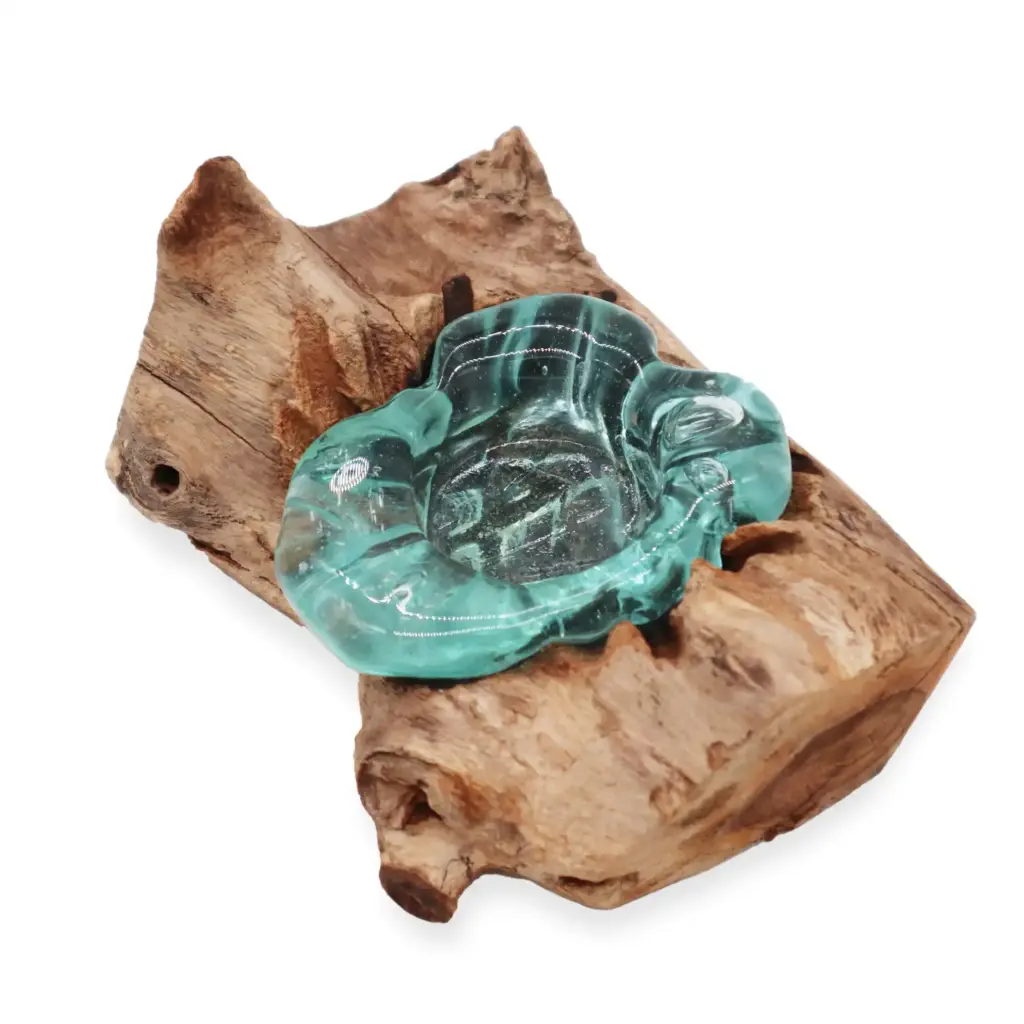 Molton Glass Candle Single Holder on Wood | www.artisangoods.co.uk 3