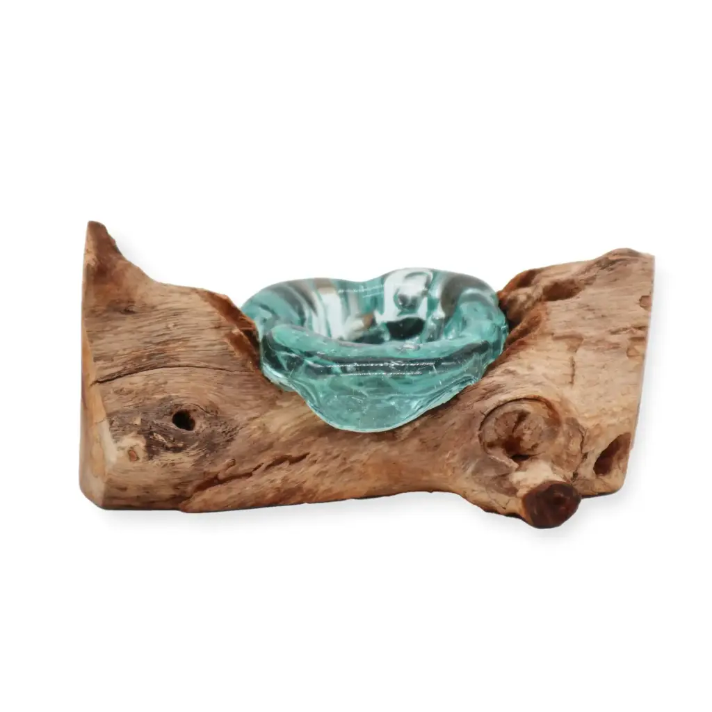 Molton Glass Candle Single Holder on Wood | www.artisangoods.co.uk 2