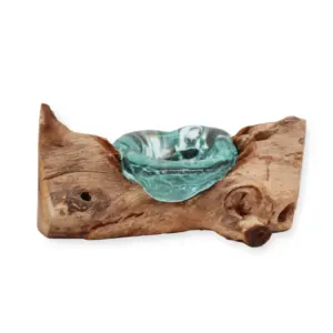 Molton Glass Candle Single Holder on Wood | www.artisangoods.co.uk 2