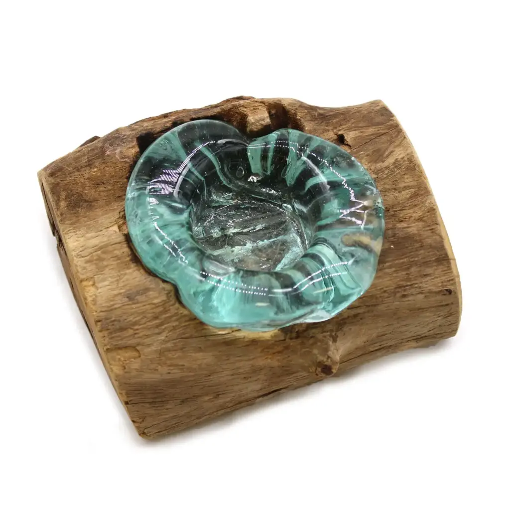 Molton Glass Candle Single Holder on Wood | www.artisangoods.co.uk