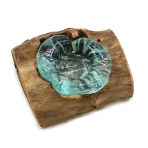 Molton Glass Candle Single Holder on Wood | www.artisangoods.co.uk