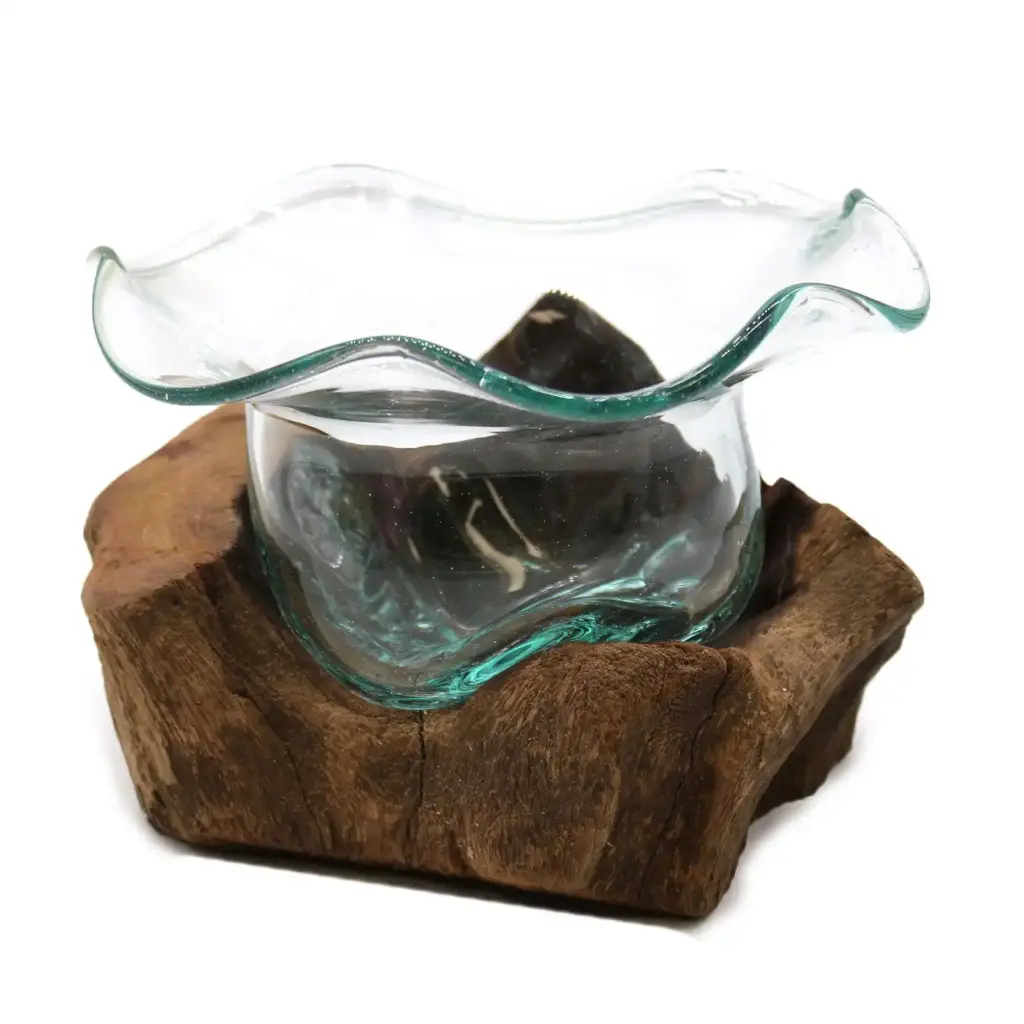 Molton Glass Fancy Sweet Bowl on Wood | www.artisangoods.co.uk
