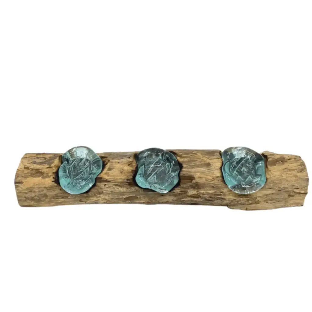 Molton Glass Flat Triple Candle Holder on Wood | www.artisangoods.co.uk 5