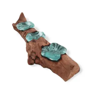 Molton Glass Flat Triple Candle Holder on Wood | www.artisangoods.co.uk 4