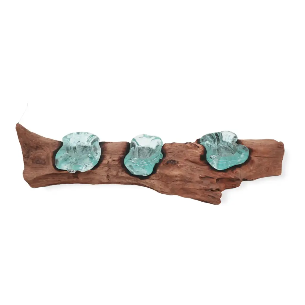 Molton Glass Flat Triple Candle Holder on Wood | www.artisangoods.co.uk 3