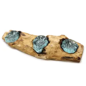 Molton Glass Flat Triple Candle Holder on Wood | www.artisangoods.co.uk
