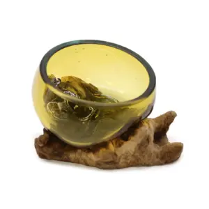 Molton Glass Mini Amber Bowl on Wood | www.artisangoods.co.uk 2
