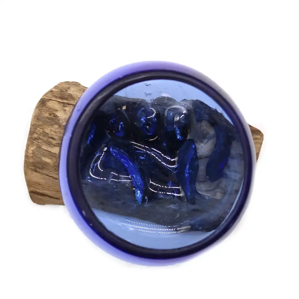 Molton Glass Mini Blue Bowl on Wood | www.artisangoods.co.uk 5
