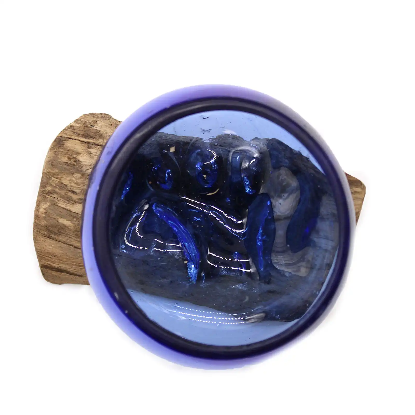 Molton Glass Mini Blue Bowl on Wood | www.artisangoods.co.uk 6 Molton Glass Mini Blue Bowl on Wood | www.artisangoods.co.uk 5