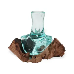 Molton Glass Small Flower Vase on Wood | www.artisangoods.co.uk 3