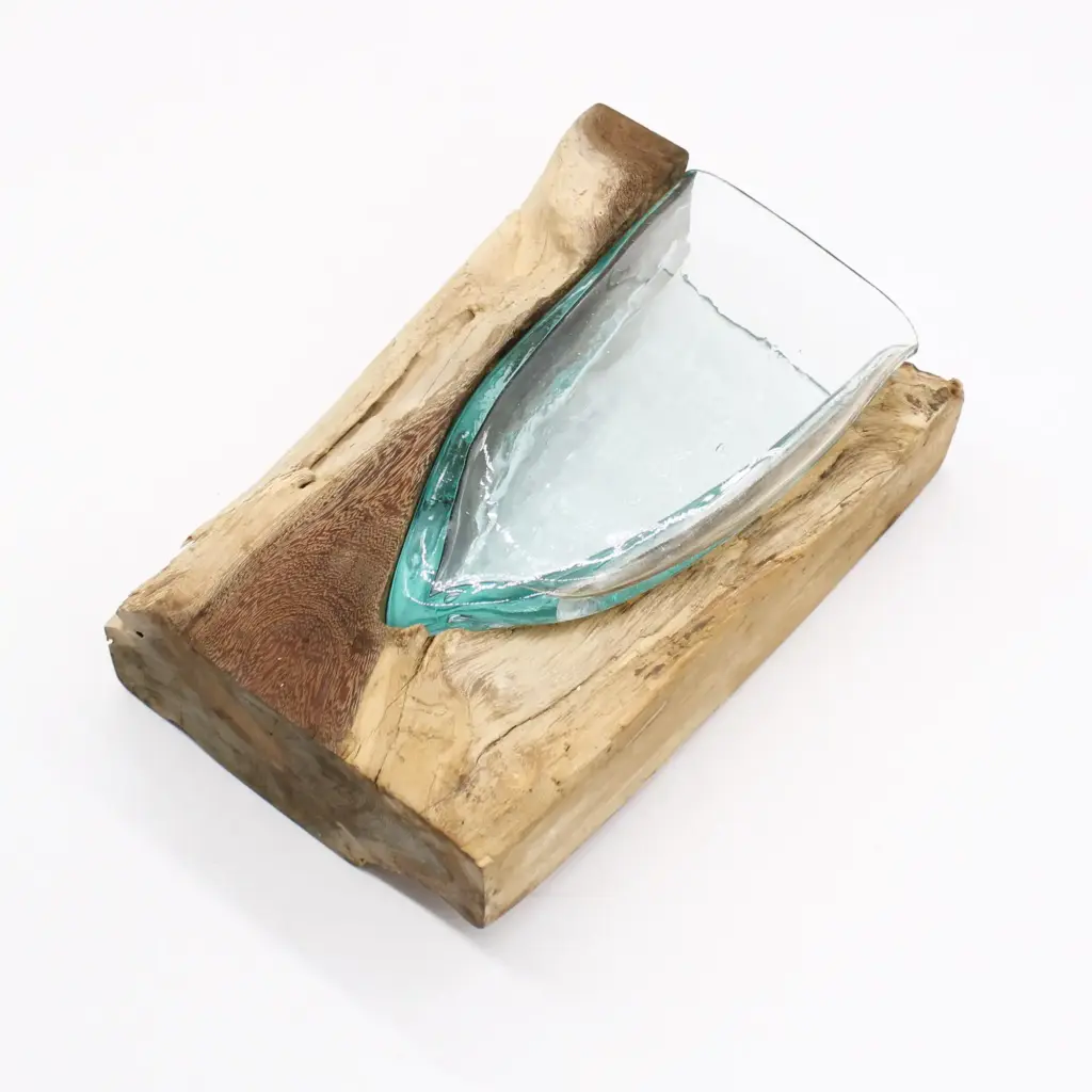 Molton Glass V-shaped Art Vase on Wood | www.artisangoods.co.uk