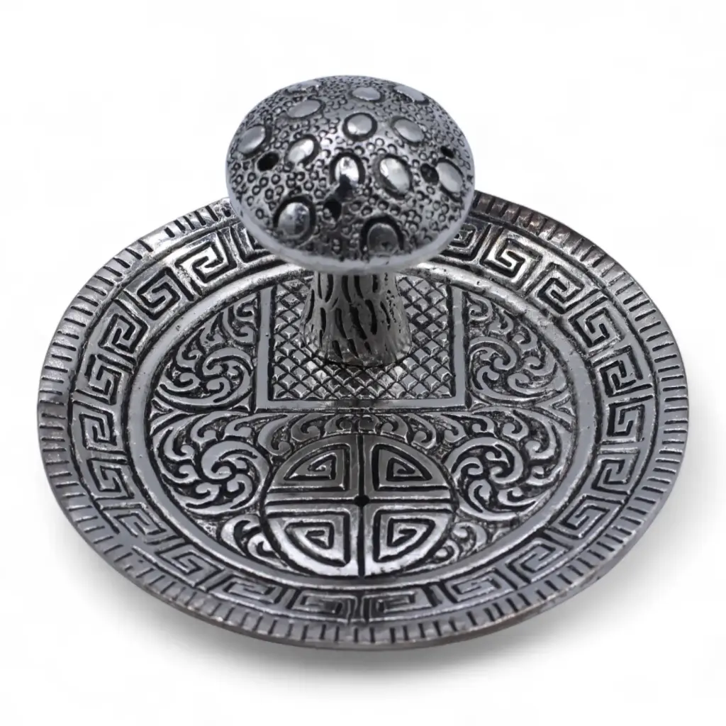 Mushroom Plate  – Silver Effect – Incense Holder | www.artisangoods.co.uk 2