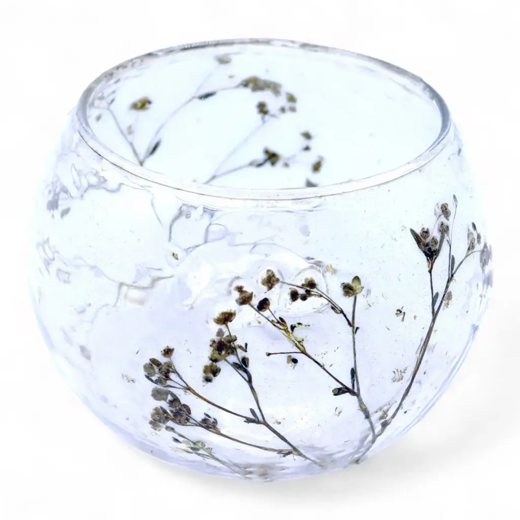 Natural Floral Glass – Bowl Candle Holder – Margarita – (8x10cm) | www.artisangoods.co.uk