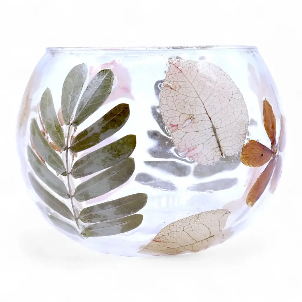 Natural Floral Glass – Bowl Candle Holder – Primavera – (8x10cm) | www.artisangoods.co.uk 2 Natural Floral Glass – Bowl Candle Holder – Primavera – (8x10cm) | www.artisangoods.co.uk 2