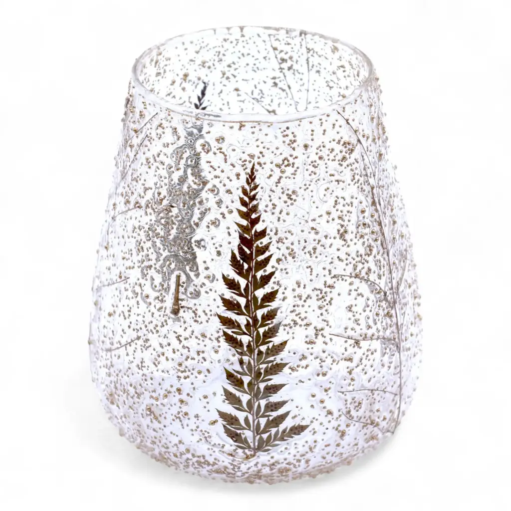 Natural Floral Glass – Large Bowl Candle Holder – Pino – (15x12cm) | www.artisangoods.co.uk