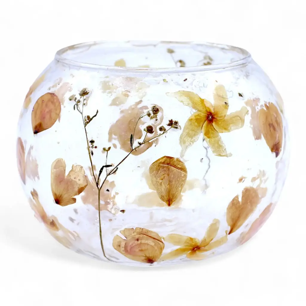Natural Floral Glass – Large Bowl Candle Holder – Rosa – (12x13cm) | www.artisangoods.co.uk 2 Natural Floral Glass – Large Bowl Candle Holder – Rosa – (12x13cm) | www.artisangoods.co.uk 2