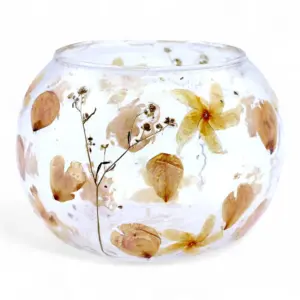 Natural Floral Glass – Large Bowl Candle Holder – Rosa – (12x13cm) | www.artisangoods.co.uk 2