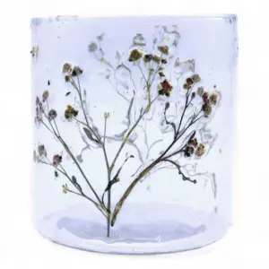 Natural Floral Glass – Straight Candle Holder – Margarita  – (8x8cm) | www.artisangoods.co.uk 3