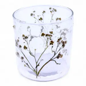 Natural Floral Glass – Straight Candle Holder – Margarita  – (8x8cm) | www.artisangoods.co.uk 5