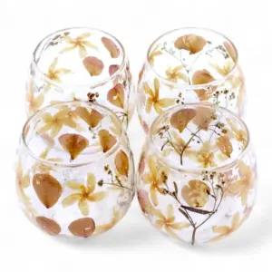 Natural Floral Glass – Straight Candle Holder – Rosa – (8x8cm) | www.artisangoods.co.uk 5