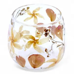 Natural Floral Glass – Straight Candle Holder – Rosa – (8x8cm) | www.artisangoods.co.uk 3