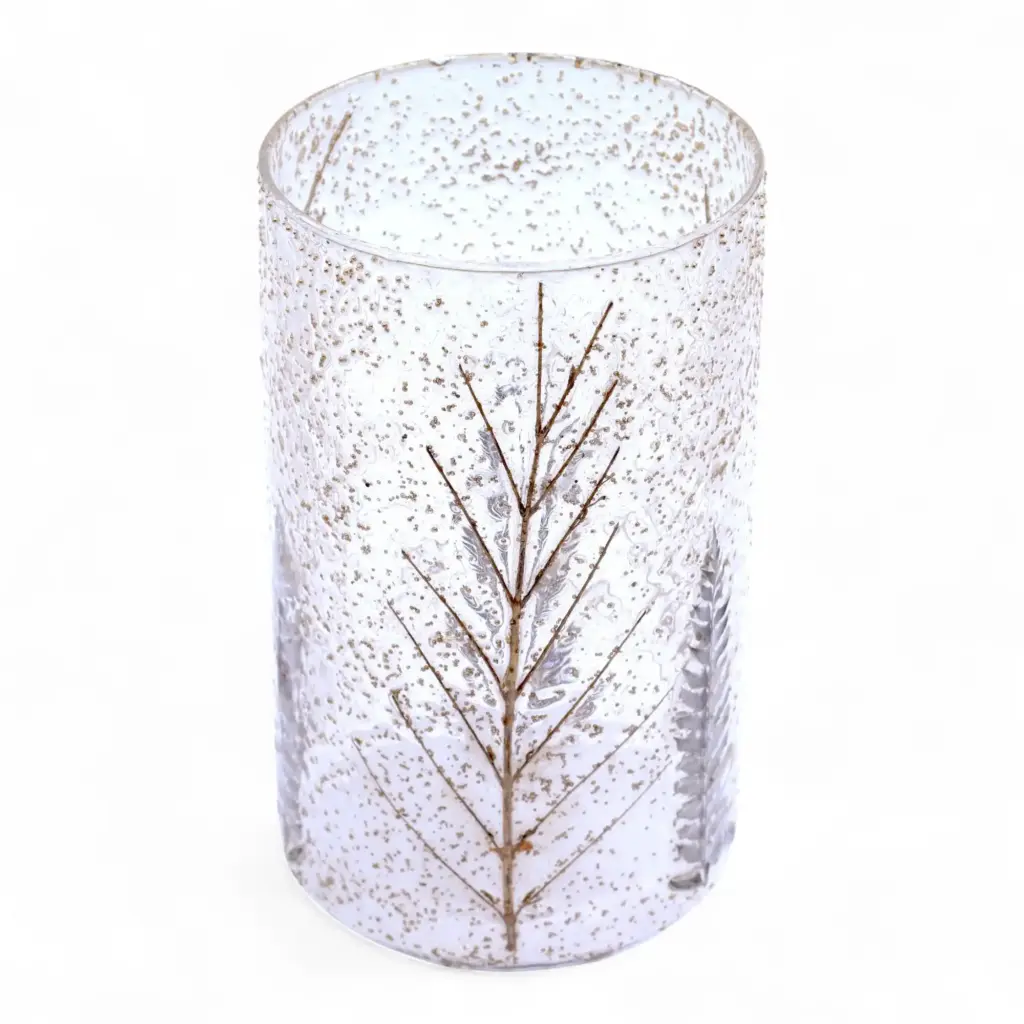 Natural Floral Glass – Tall Vase Candle Holder – Pino – (19x11cm) | www.artisangoods.co.uk