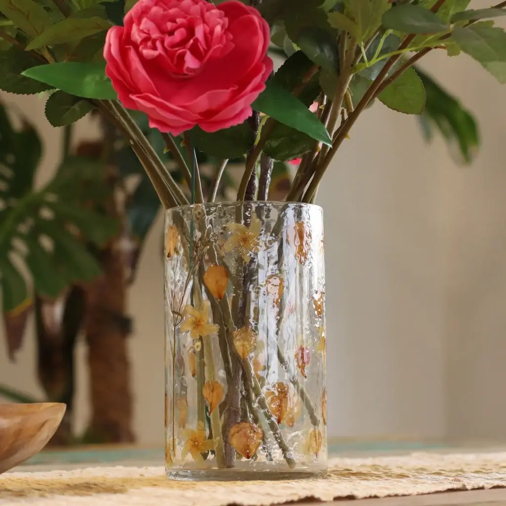 Natural Floral Glass – Tall Vase Candle Holder – Rose – (19x11cm) | www.artisangoods.co.uk 4 Natural Floral Glass – Tall Vase Candle Holder – Rose – (19x11cm) | www.artisangoods.co.uk 4