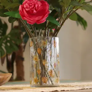 Natural Floral Glass – Tall Vase Candle Holder – Rose – (19x11cm) | www.artisangoods.co.uk 4